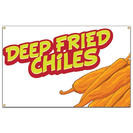 Signmission Deep Fried Chiles Banner Concession Stand Food Truck Single Sided B-96 Deep Fried Chiles19